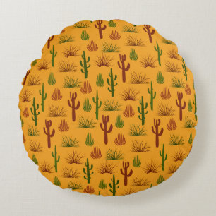 Wild Natuur Cactus Struiken Patroon Rond Kussen