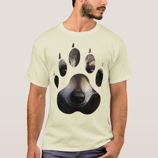 Wild Natuur Racoon Paw Print T-shirt (Voorkant)