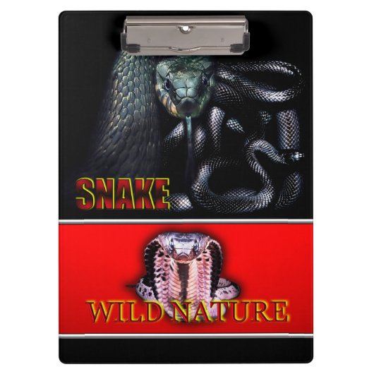 WILD NATUUR - zwart SNAKE design collectie Klembord (Voorkant)
