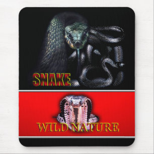 WILD NATUUR - zwart SNAKE design collectie Muismat