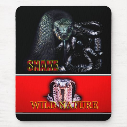 WILD NATUUR - zwart SNAKE design collectie Muismat (Voorkant)