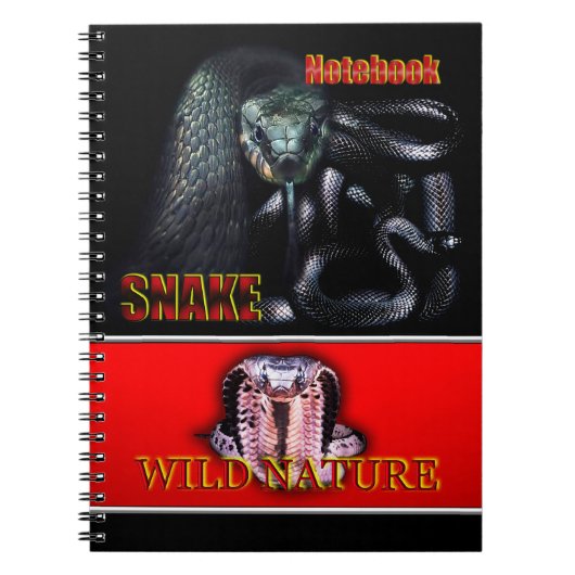 WILD NATUUR - zwart SNAKE design collectie Notitieboek (Voorkant)