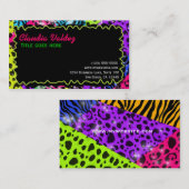 Wild Neon Animal Print Leopard Zebra Visitekaartje (Voorkant / Achterkant)