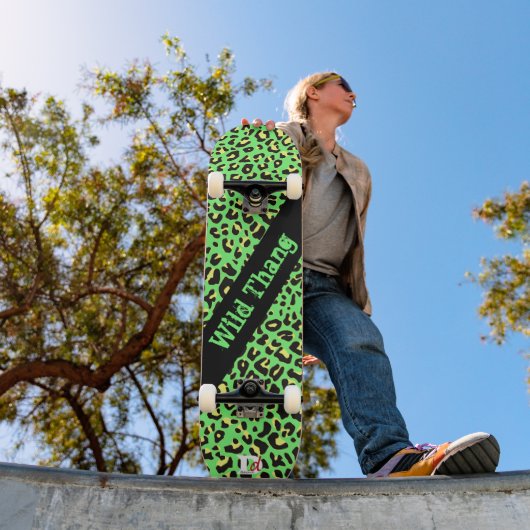 Wild Neon Green Leopard Print Dd Brand Skateboard (Buiten 1)