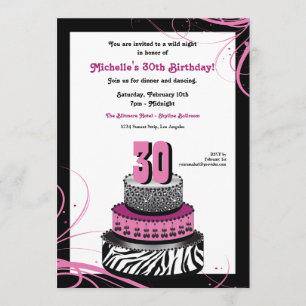Wild Night Birthday Cake Invitation Kaart