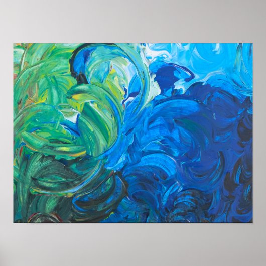 Wild Ocean Deep Blue Zee Abstract Poster (Voorkant)