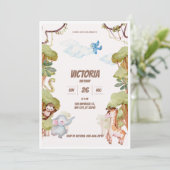 Wild Oerwoud Adventure Groene Waterverf Verjaardag Kaart (Staand voorkant)