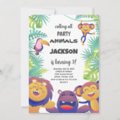 Wild Oerwoud Animal Party Theme voor kinderen Kaart (Voorkant)