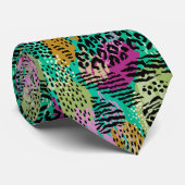 Wild Oerwoud Animal Print op heldere Abstracte kle Stropdas (Opgerold)