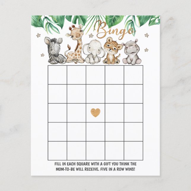Wild Oerwoud Baby shower Bingo (Voorkant)