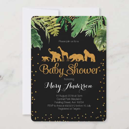 Wild Oerwoud Baby shower Uitnodiging (Voorkant)