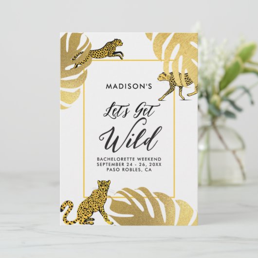 Wild Oerwoud Cheetah Gold Bachelorette Routebeschr Kaart (Staand voorkant)