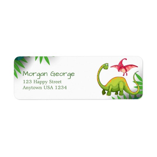 Wild Oerwoud Dinosaurus Adventure Kids Verjaardag Etiket (Voorkant)