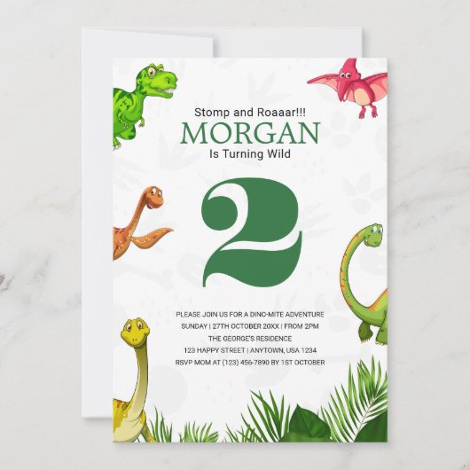 Wild Oerwoud Dinosaurus Adventure Kids Verjaardag Kaart (Voorkant)