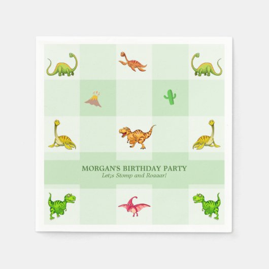 Wild Oerwoud Dinosaurus Adventure Kids Verjaardag Servet (Voorkant)