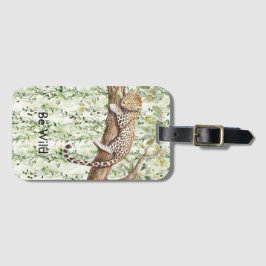 Wild Oerwoud Green Ivy Leopard Bagagelabel