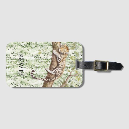Wild Oerwoud Green Ivy Leopard Bagagelabel (Voorkant (horizontaal))