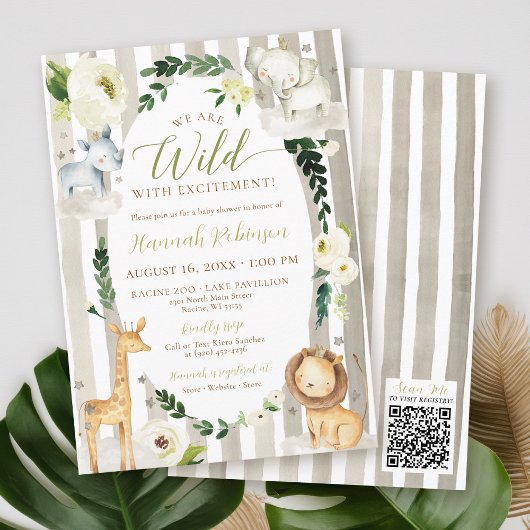 Wild Oerwoud Krans Safari Dieren Boy Baby shower Kaart