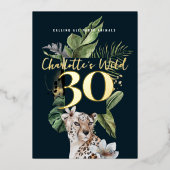 Wild Oerwoud Leopard 30e verjaardagsfeest Folie Uitnodiging (Voorkant)