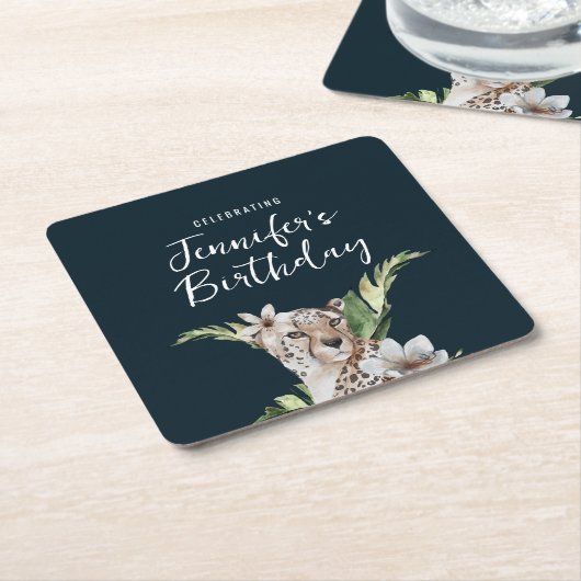 Wild Oerwoud Leopard Adult Verjaardagsfeest Kartonnen Onderzetters (Schuin)