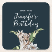 Wild Oerwoud Leopard Adult Verjaardagsfeest Kartonnen Onderzetters (Voorkant)