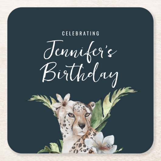 Wild Oerwoud Leopard Adult Verjaardagsfeest Kartonnen Onderzetters (Voorkant)