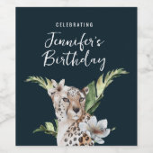 Wild Oerwoud Leopard Adult Verjaardagsfeest Wijn Etiket (Enkel label)