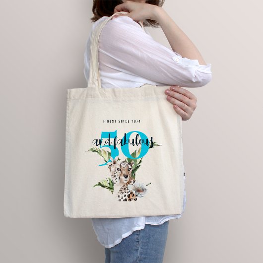 Wild Oerwoud Leopard Blue 50ste verjaardag Grappig Tote Bag