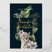 Wild Oerwoud Leopard Elke Leeftijd Verjaardagsfees Folie Uitnodiging (Voorkant)
