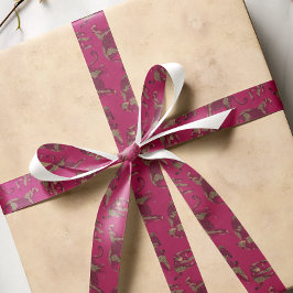 Wild Oerwoud Leopard Patterned Pink Satijnen Lint