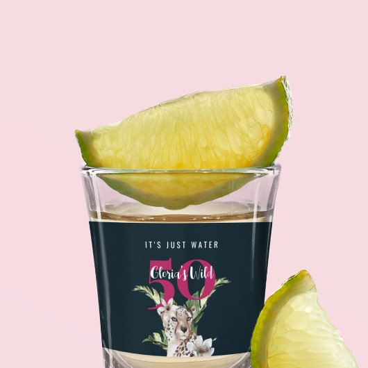 Wild Oerwoud Leopard Roze 50ste Verjaardag Grappig Shot Glas