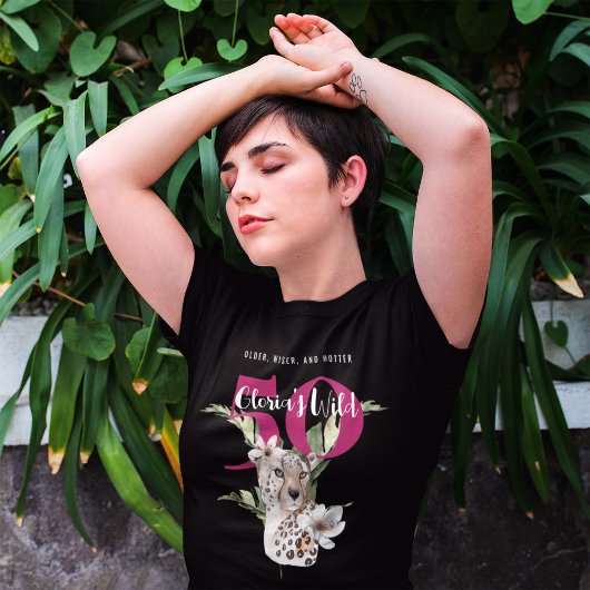 Wild Oerwoud Leopard Roze 50ste Verjaardag Grappig T-shirt