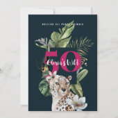 Wild Oerwoud Leopard Roze 50ste Verjaardagsfeest Kaart (Voorkant)