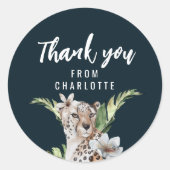 Wild Oerwoud Leopard Verjaardagsfeest Dank u Ronde Sticker (Voorkant)