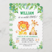 Wild Oerwoud Safari 1e Jongen Eerste Verjaardagsfe Kaart (Voorkant / Achterkant)