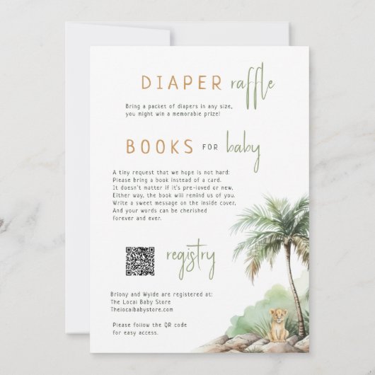 Wild Oerwoud Safari | Alles in één Baby shower Kaart (Achterkant)