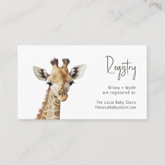 Wild Oerwoud Safari Animals Baby Registry Informatiekaartje (Voorkant)