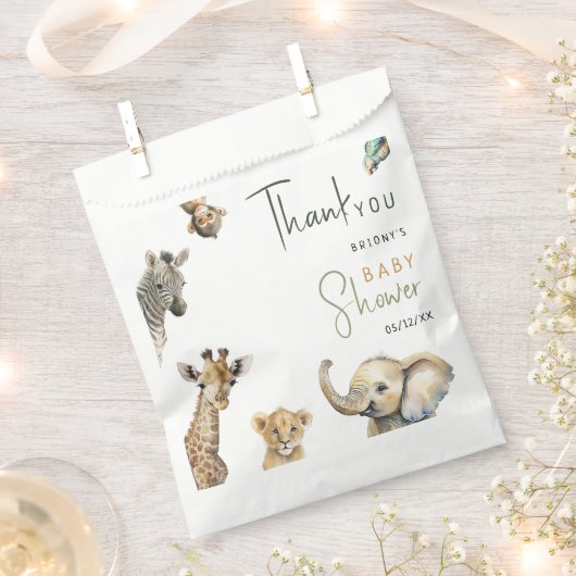 Wild Oerwoud Safari Animals Baby shower Bedankt Bedankzakje (Geknipt)