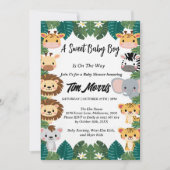 Wild Oerwoud Safari Baby Boy Shower Kaart (Voorkant)