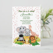 Wild Oerwoud Safari Baby Dieren Groen Verjaardag Kaart (Staand voorkant)