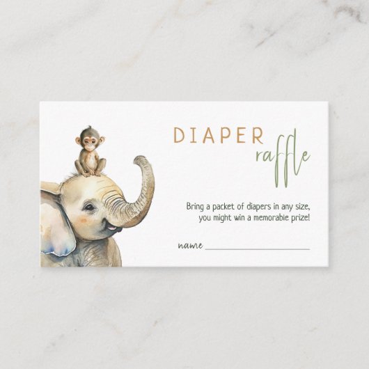 Wild Oerwoud Safari Baby shower Luier Raffle Informatiekaartje (Voorkant)