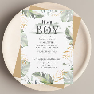 Wild Oerwoud Safari Botanical Boy Baby shower Kaart