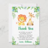 Wild Oerwoud Safari Boy 1e Verjaardagsfeestje Bedankkaart (Voorkant)