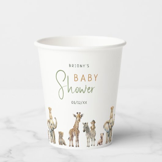 Wild Oerwoud Safari Dieren Baby shower Papieren Bekers (Voorkant)