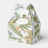 Wild Oerwoud Safari Dieren Botanisch Baby shower Bedankdoosjes (Achterkant)
