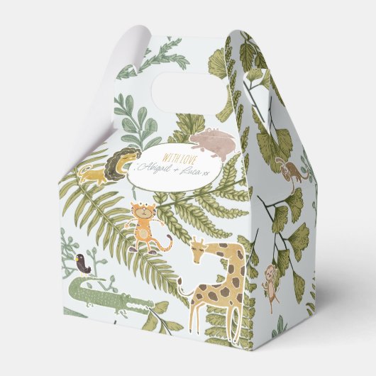 Wild Oerwoud Safari Dieren Botanisch Baby shower Bedankdoosjes (Achterkant)