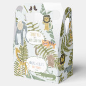 Wild Oerwoud Safari Dieren Botanisch Baby shower Bedankdoosjes (Geopend)