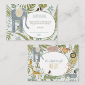 Wild Oerwoud Safari Dieren Botanisch Baby shower Informatiekaartje (Voorkant / Achterkant)