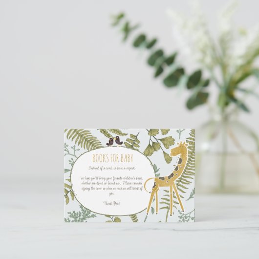 Wild Oerwoud Safari Dieren Botanisch Baby shower Informatiekaartje (Staand voorkant)