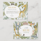 Wild Oerwoud Safari Dieren Botanisch Baby shower Informatiekaartje (Voorkant / Achterkant)
